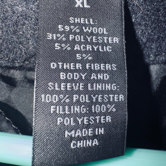 Claiborne Mens Charcoal Preppy Academic Wool Peacoat Double-Breasted Jacket XL - Picture 5 of 14